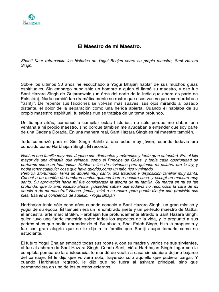 El Maestro de Mi Maestro | PDF | Yogur | Espiritualidad