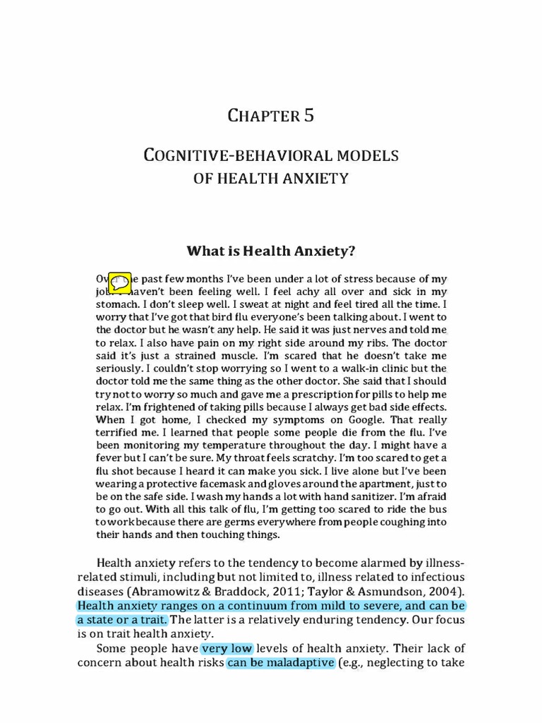 Cognitive-Behavioral Models of Health Anxiety | PDF | Cognitive ...