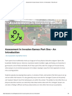 Assessment in Invasion Games I An Introduction