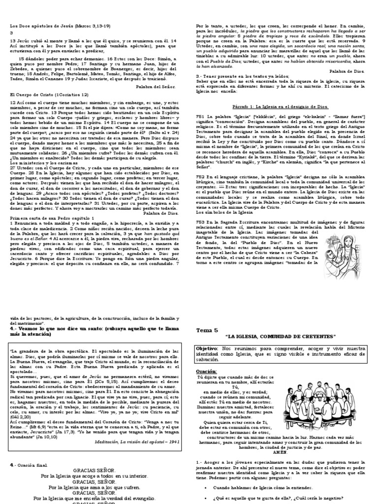 Tema 5 LA IGLESIA, COMUNIDAD DE CREYENTES PDF Iglesia Católica