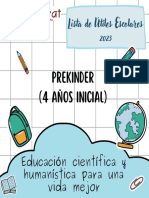 Prekinder (4 Años Inicial) : Lista de Útiles Escolares