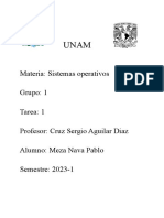 Materia: Sistemas Operativos Grupo: 1 Tarea: 1 Profesor: Cruz Sergio Aguilar Diaz Alumno: Meza Nava Pablo Semestre: 2023-1