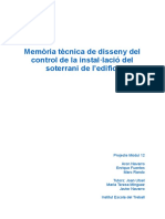 Memòria Tècnica de Disseny Del Control de La Instal Lació Del Soterrani de L'edifici