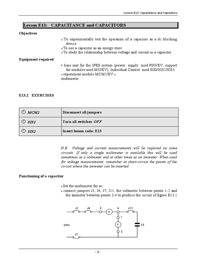 Understanding Capacitance Measuring Voltage, Current, and the