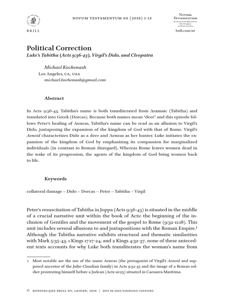 Political Correction Luke - S Tabitha - Acts | PDF