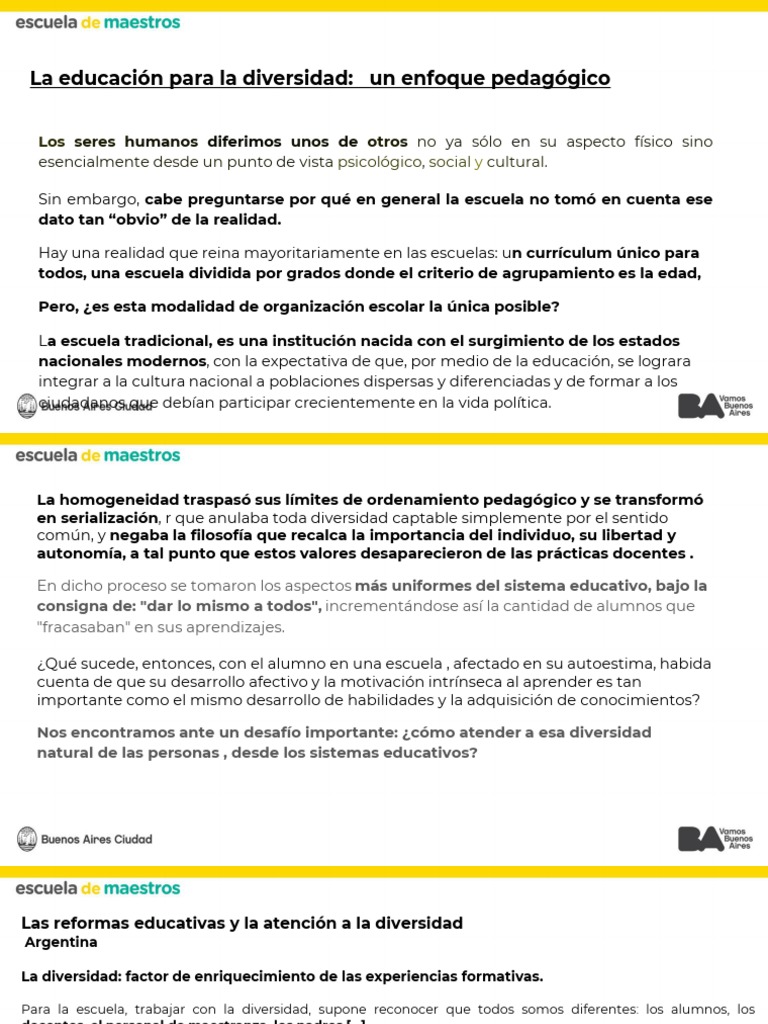 Enfoques pedagógicos para la diversidad | PDF | Enseñando | Aprendizaje