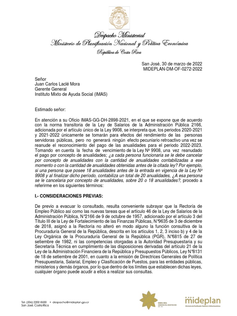 MIDEPLAN DM OF 0272 2022 (Anualidades) | PDF | Caso de ley | Gobierno