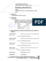 Memoria Descriptiva: Estudio Arquitectonico