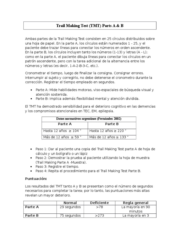 Test de Trazo TMT | PDF | Cognición | Neurociencia