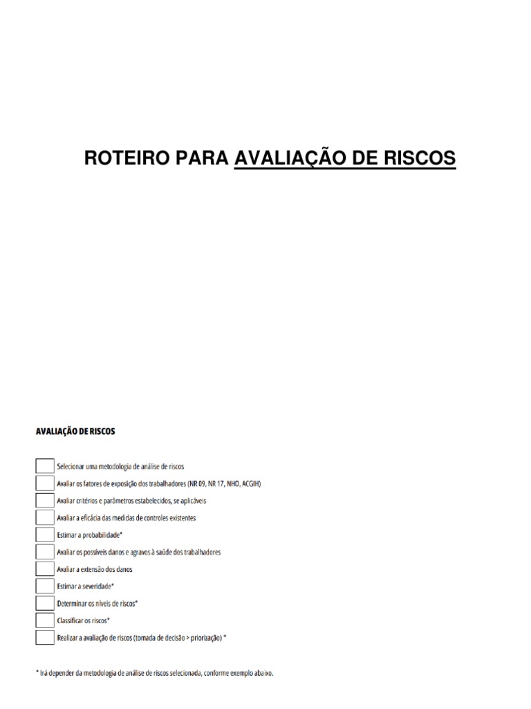 Roteiro para Identificacao de Riscos | PDF
