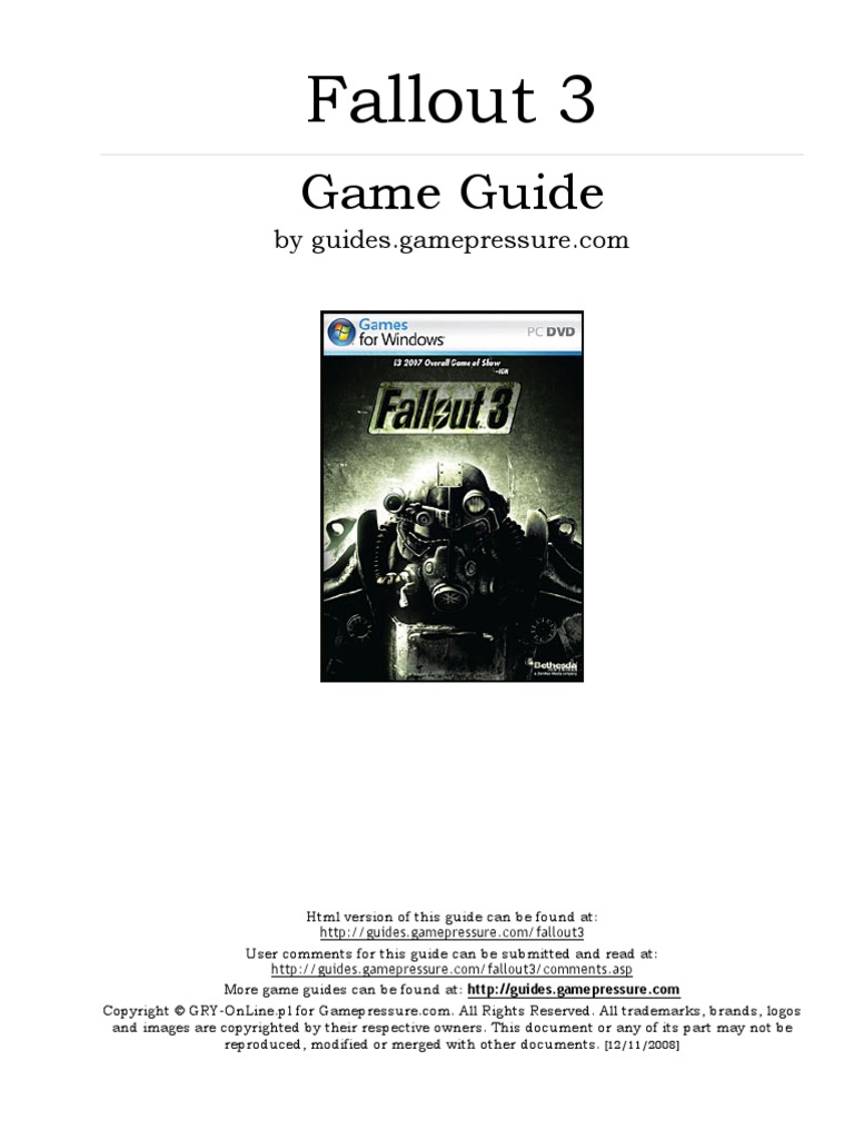 Fallout 3 Game Guide | PDF | Leisure