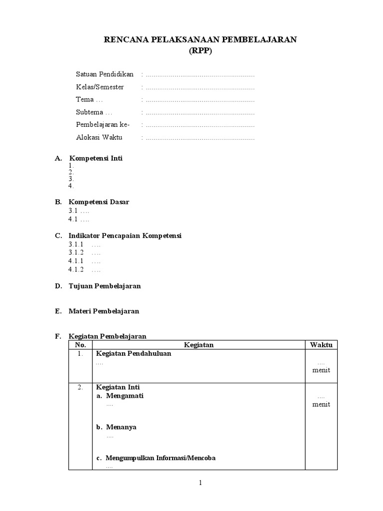Format RPP Kosong - PKL - 2023 | PDF | Seni