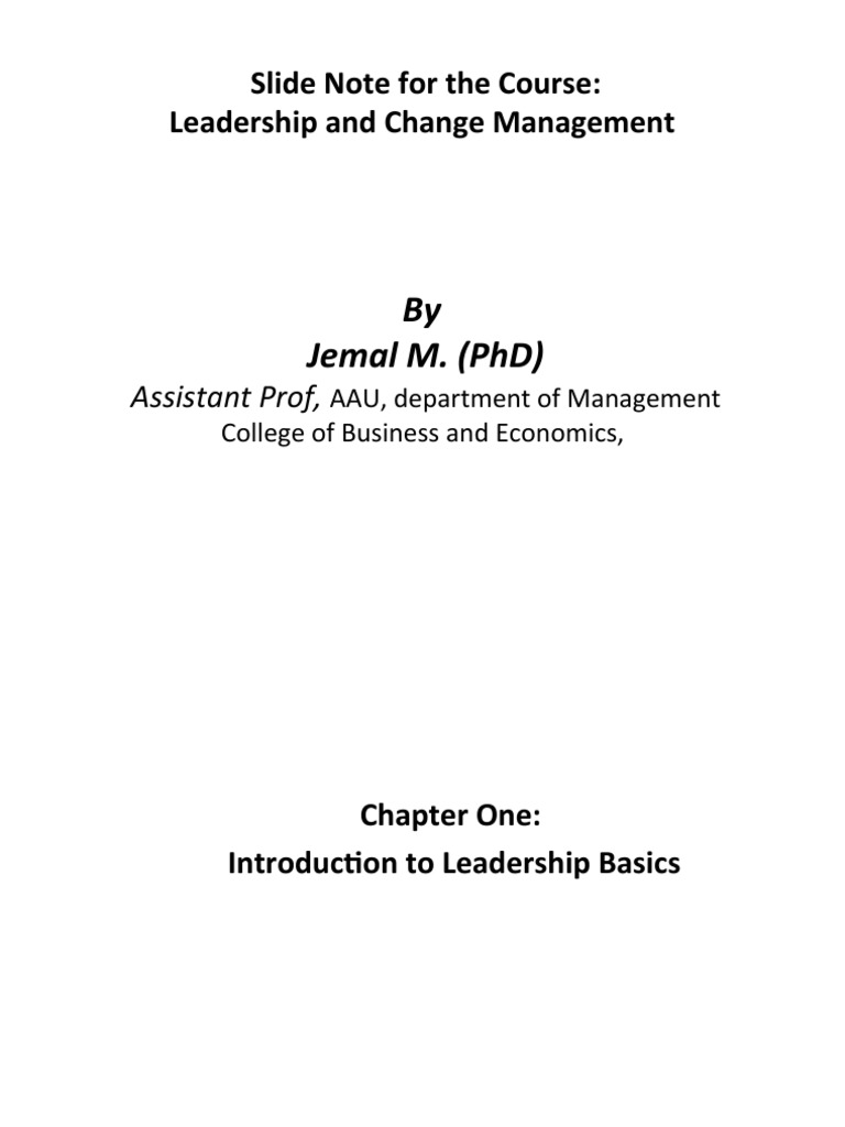 Leadership & Change MGT INST Chapter 1 - UG | PDF | Leadership | Psychology