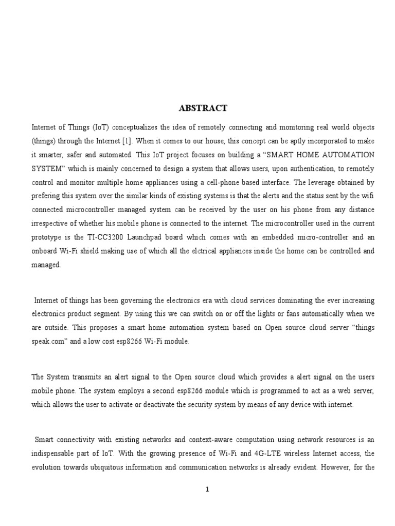 Smart Home Automation System Pdf Internet Of Things Computer Network