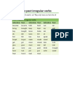 tabla basica de verbos en pasado