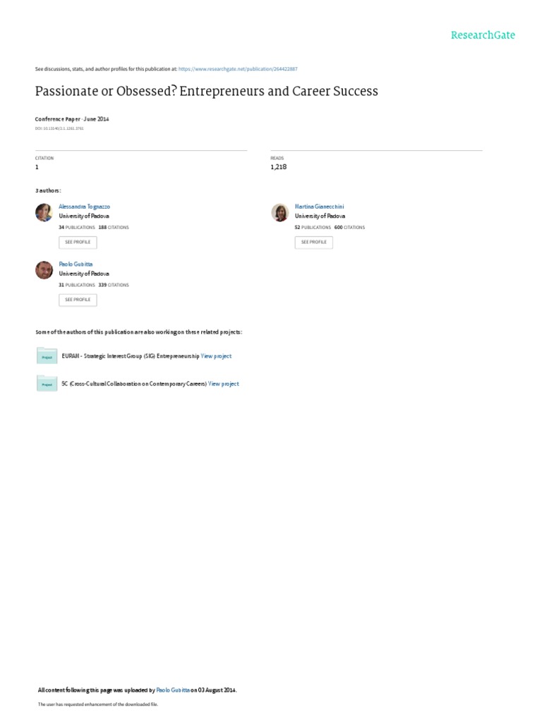 EURAM 2014 Paper PassionateorobsessedEntrepreneursandcareersuccess