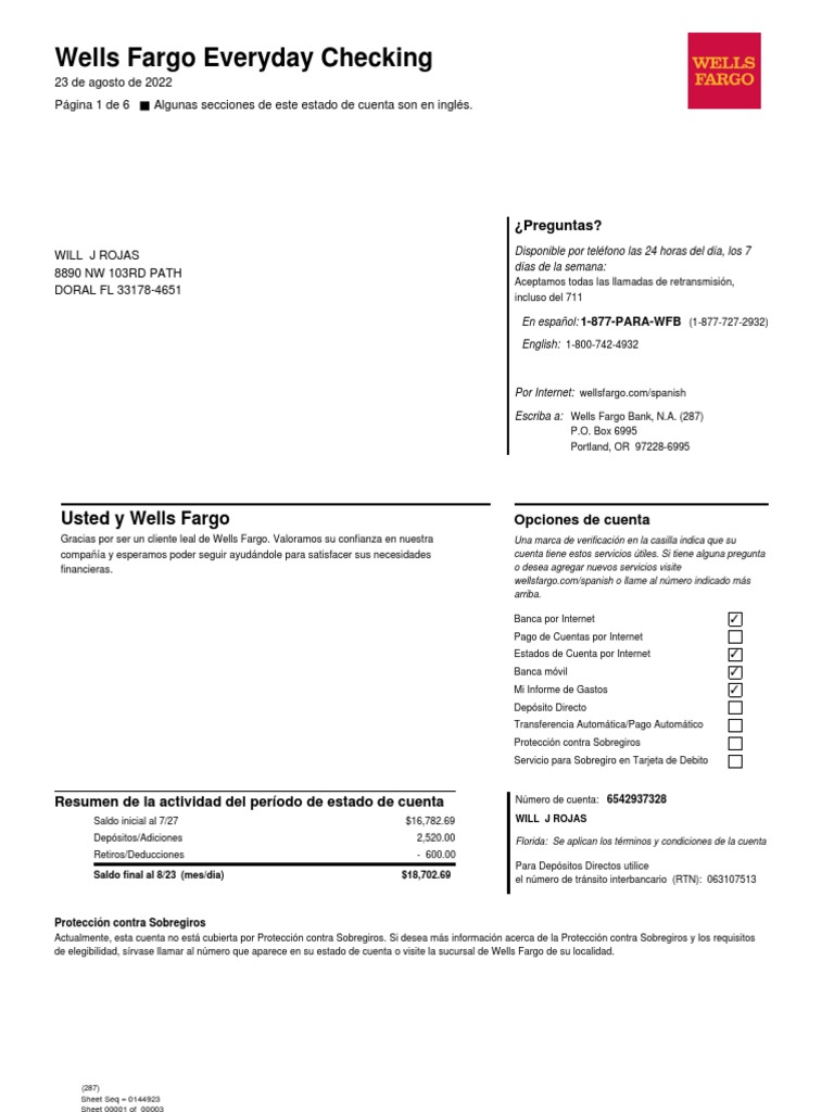 Wells Fargo Everyday Checking | PDF | Bancos | Inversores institucionales
