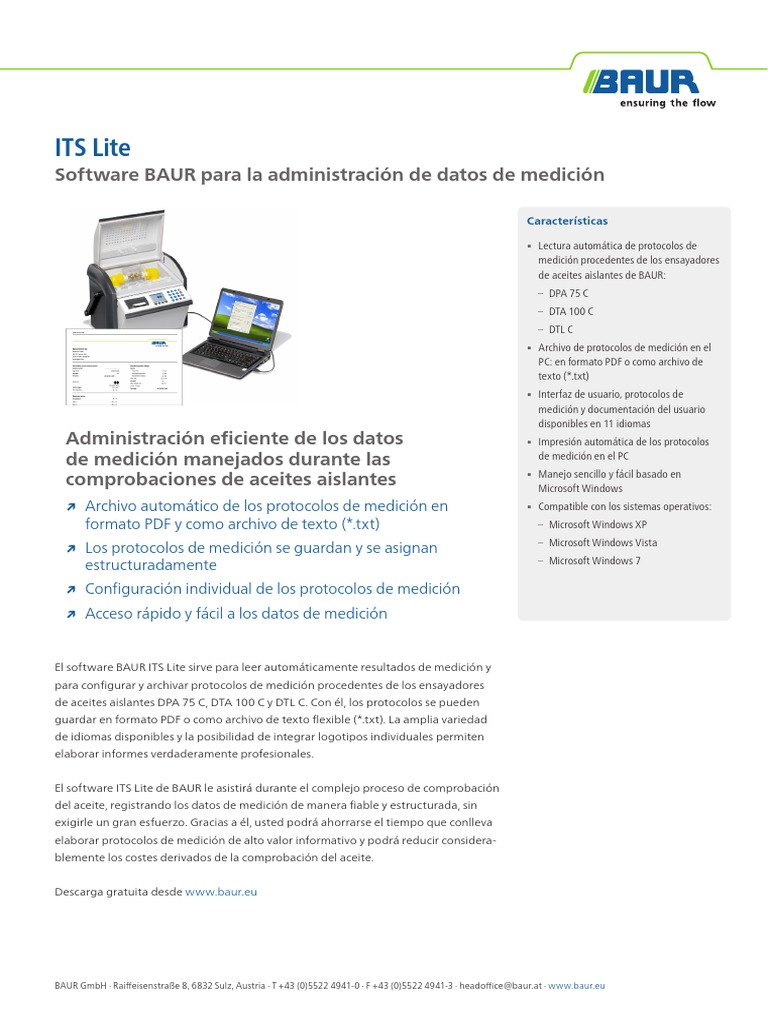 DS - Data Management Software For Oil Testers - ITS Lite - BAUR - Es-Es ...