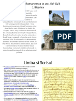 Cultura Romaneasca in Sec. XVI-XVII 1.biserica