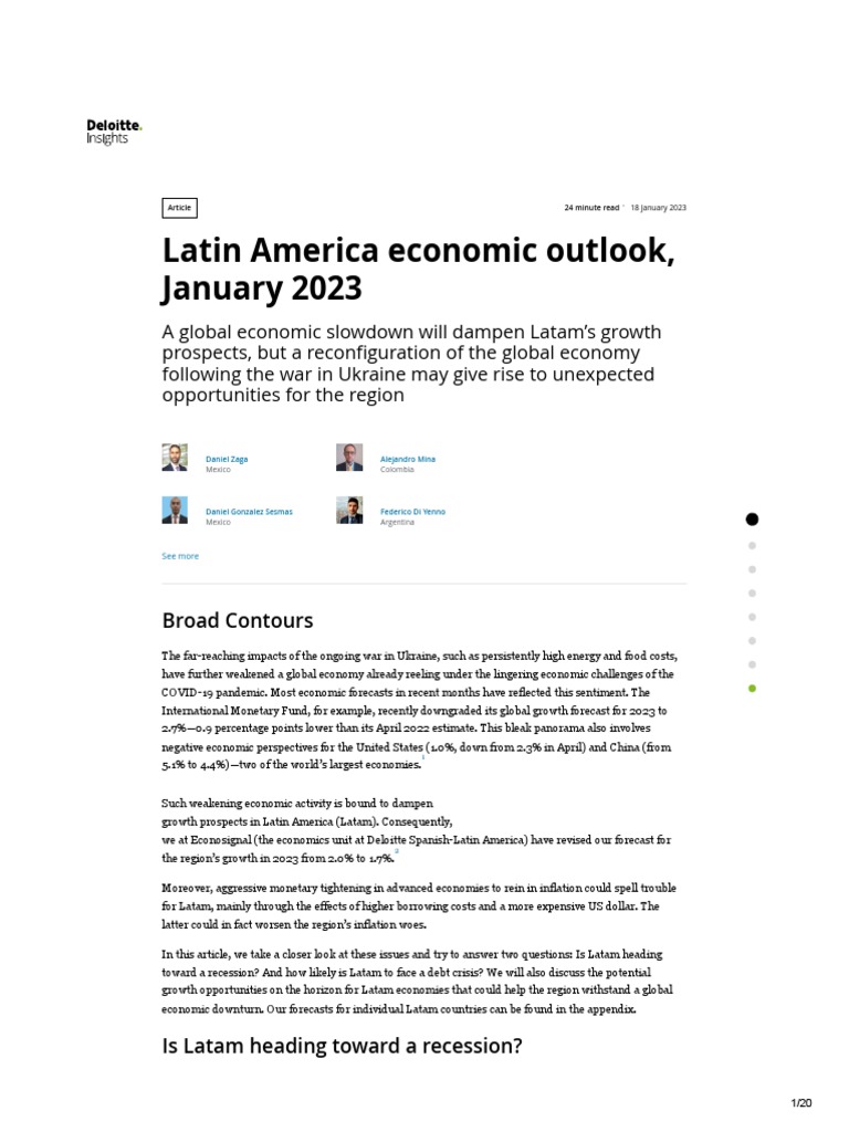 Latin America Economic Outlook Deloitte Insights Pdf Inflation