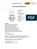 Especificaciones Técnicas Filtro Bacteriológico: Marca / Fabricante