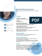 Currículo de Camila Brito com experiência em vendas e educação