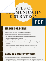 Types Of: Communicativ E Strategy