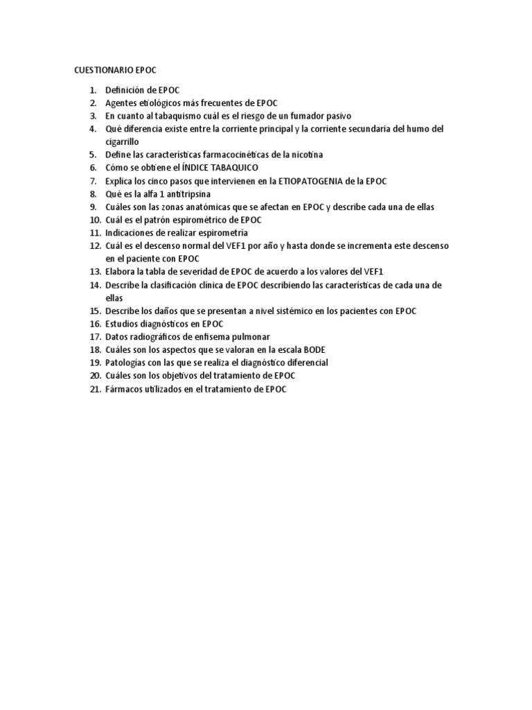 Cuestionario Epoc | PDF