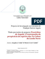 Provérbios de Angola. O Testemunho Da Perspicácia Do Espírito Dos Tu-Cokwe Da Lunda Norte