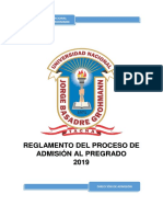 Reglamento Del Proceso de Admisión Al Pregrado 2019: Universidad Nacional Jorge Basadre Grohmann