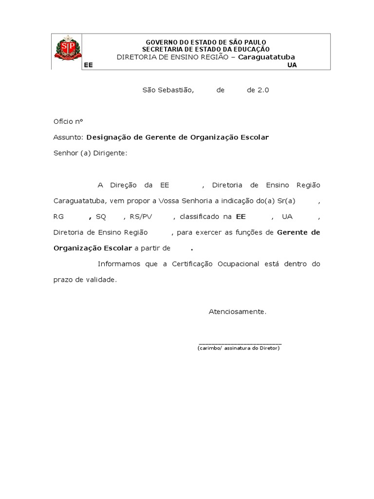 Designação de Gerente Escolar em SP | PDF
