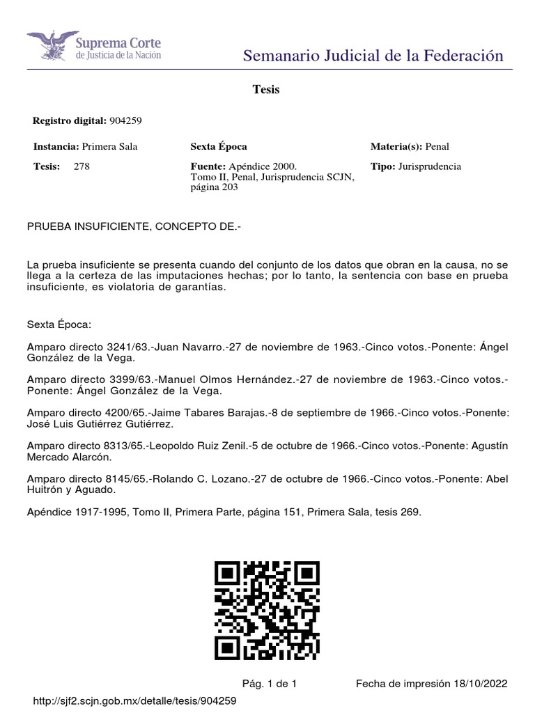 Prueba insuficiente concepto | PDF