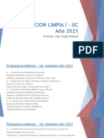 Produccion Limpia I - Uc Año 2021: Profesor: Ing. Sergio Oddone