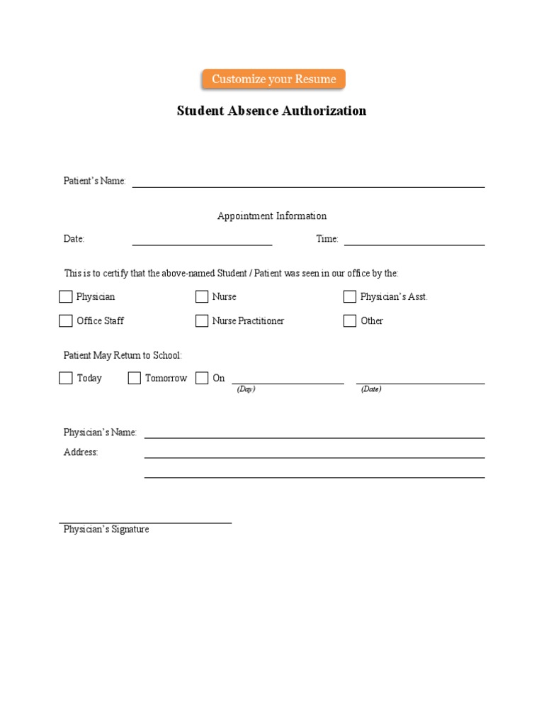 Doctors Note School Template | PDF | Career & Growth