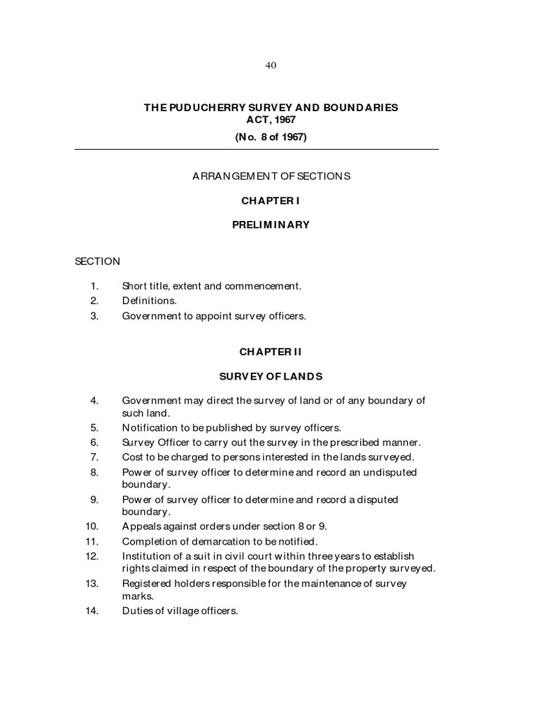 Puducherry Survey and Boundaries Act | PDF | Repeal | Lawsuit
