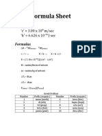 Formula Sheet: Constants