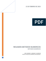 Resumen Metodos Numericos: 15 de Febrero de 2023