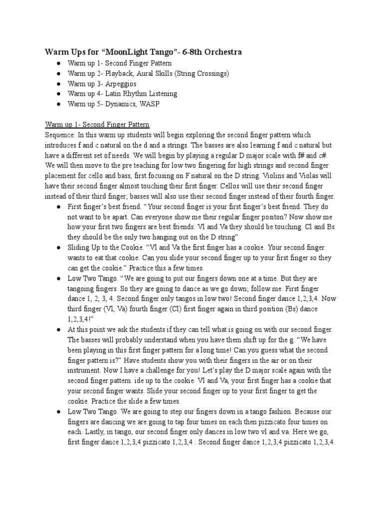 Warm Ups For "Moonlight Tango"68Th Orchestra PDF Double Bass String Instruments