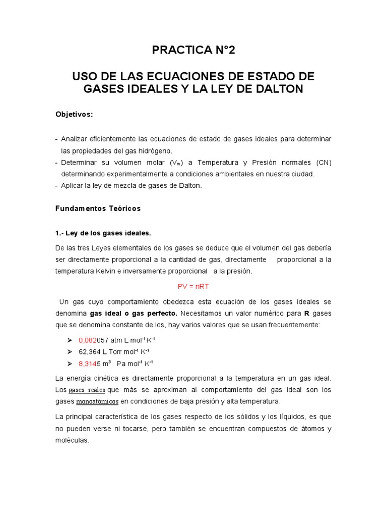 Ley de Dalton y Temperatura en Gases | PDF | Gases | Temperatura