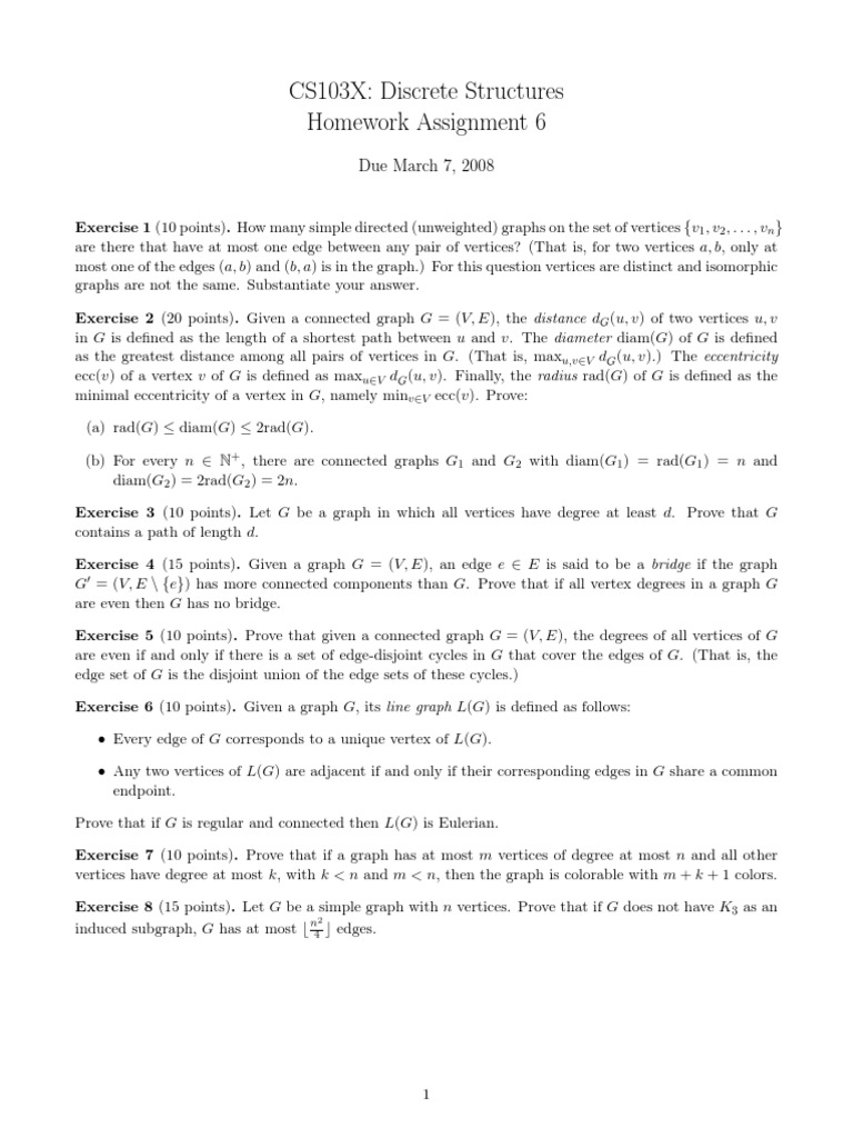 Discrete Structures Homework | PDF | Vertex (Graph Theory ...