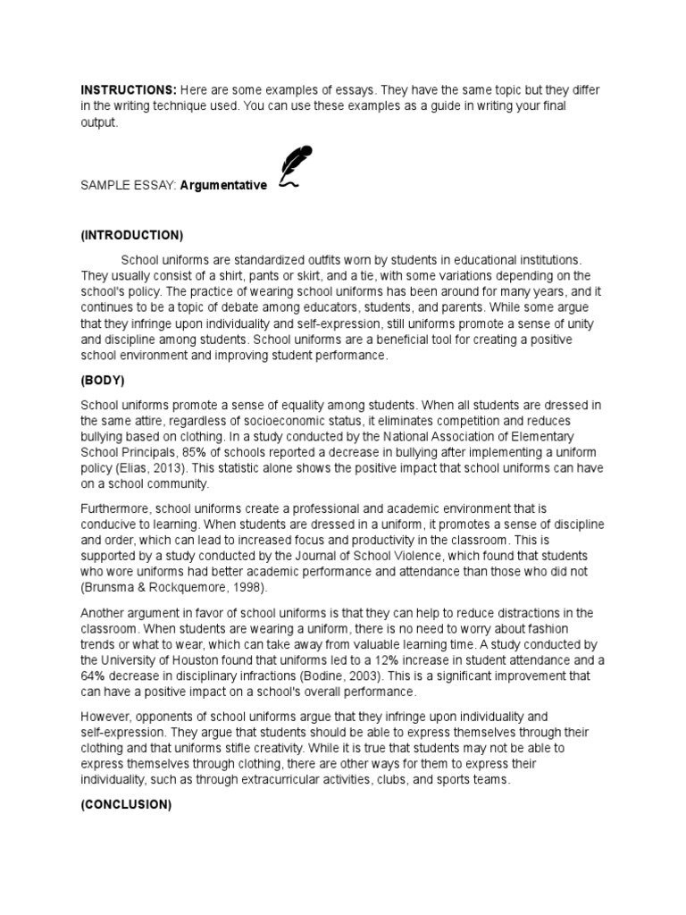 INSTRUCTIONS Here Are Some Examples of Essays. They Have The Same Topic But They Differ PDF