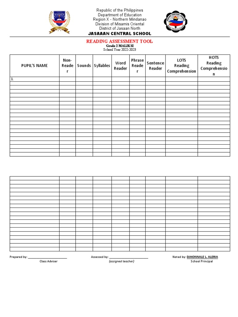 Reading Assessment Tool | PDF