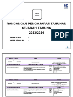 Rancangan Pengajaran Tahunan Sejarah Tahun 6 2023/2024: Nama Guru: Nama Sekolah