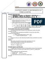 Probability: Learning Activity Sheet in Mathematics 10 Third Quarter