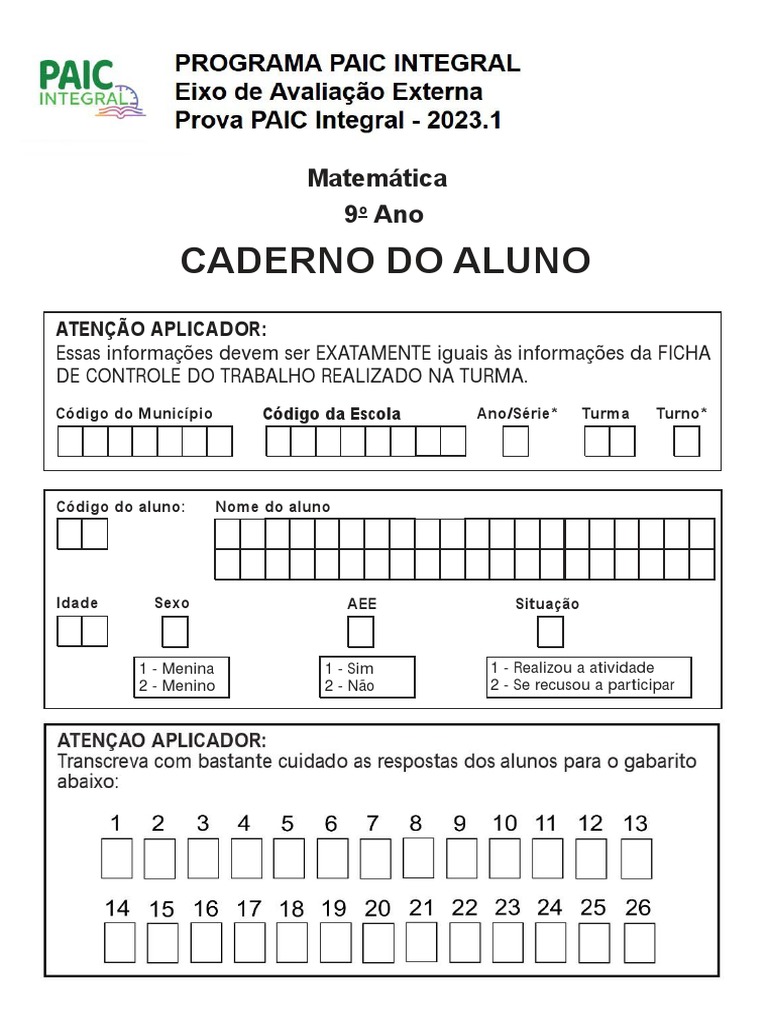 Avaliação Paic MA - 9º ANO | PDF | Triângulo