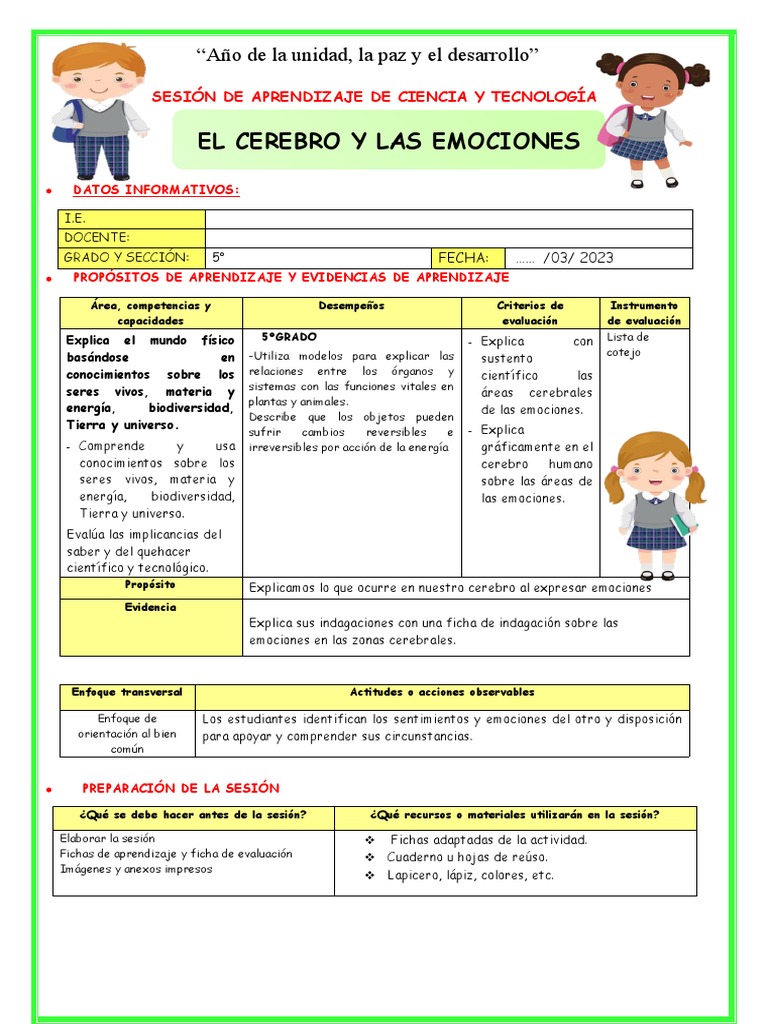 El Cerebro y las Emociones en Niños | PDF | Las emociones | Evaluación