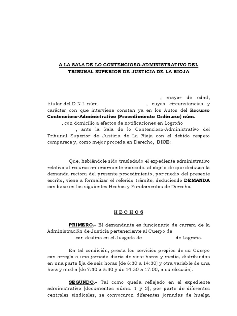 Ejemplo de Demanda Contencioso Administrativa | PDF | Demanda judicial |  Jurisdicción