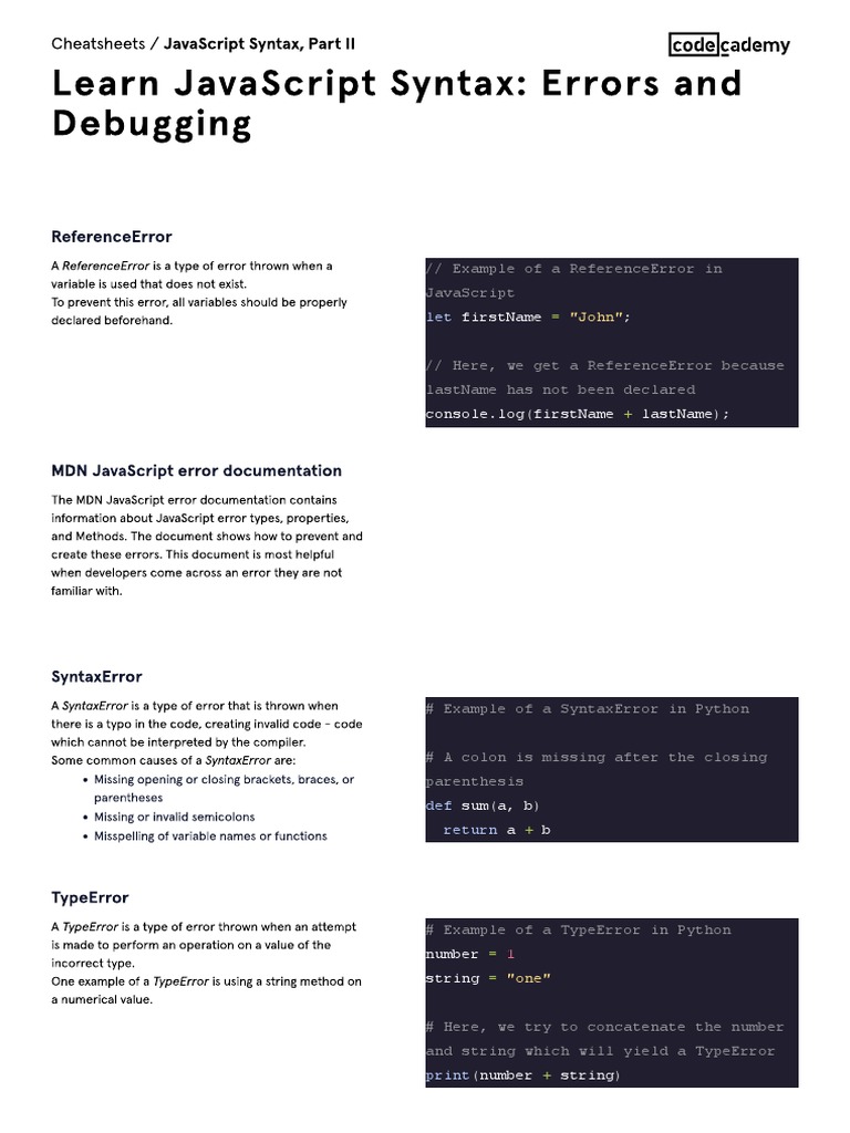 Learn JavaScript Syntax Errors and Debugging | PDF