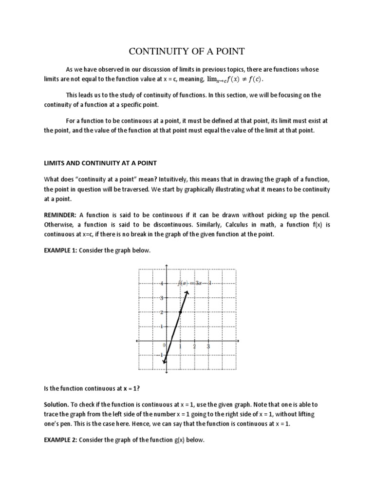 Continuity at A Point2 PDF Function (Mathematics) Continuous