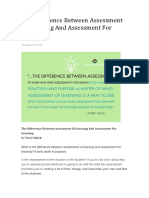 1 - The Difference Between Assessment of Learning and Assessment For Learning